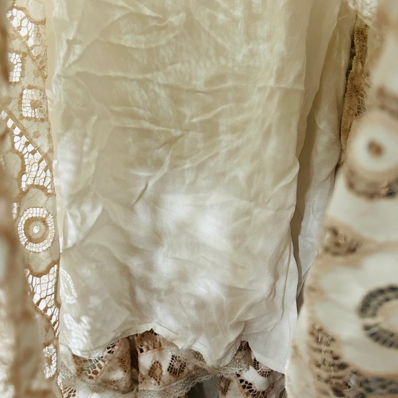 Free People Just Like Honey Beige Lace Asymmetric Mini Dress Size 8 Medium - Picture 14 of 14